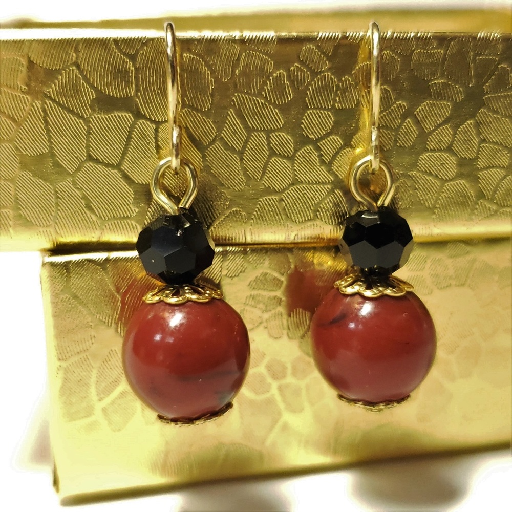 3/$15 Faux Red Jasper and Hematite Earrings
